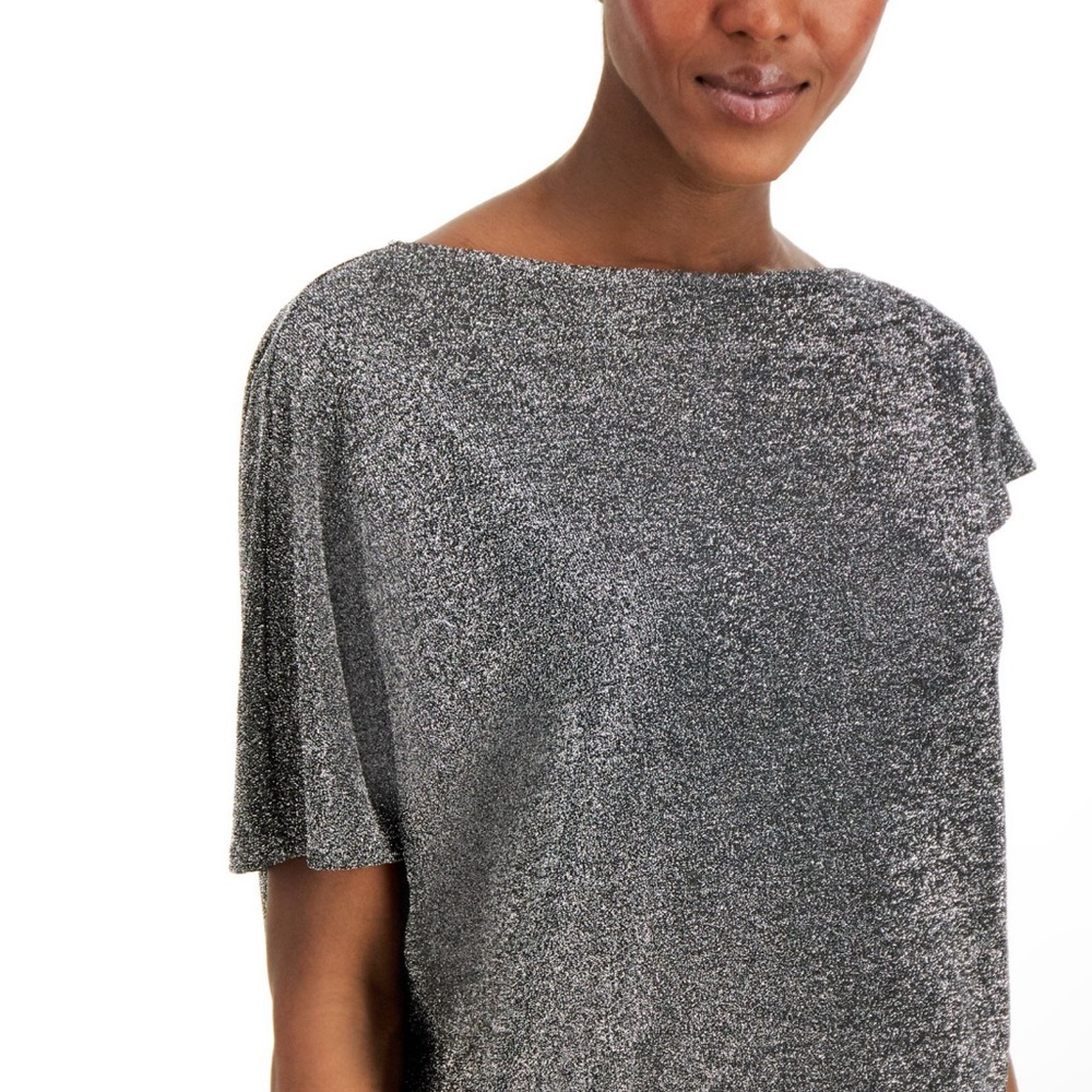 Alfani Boatneck Silver short sleeve top size XL EUC - Picture 3 of 6